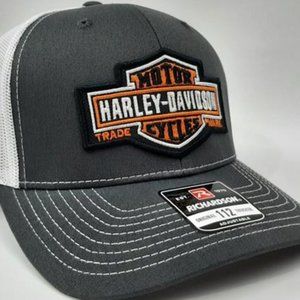 HD Biker Richardson 112 Trucker Cap Hat Mesh Snapback Harley Davidson Patch Retr
